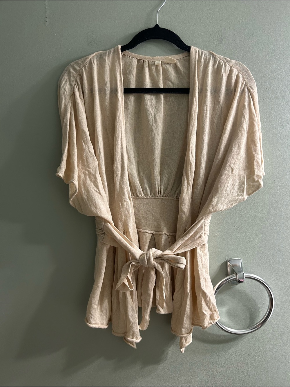 Anthropologie moth linen blend wrap cardigan sweater